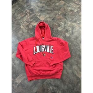 Champion University Of Louisville Cardinals Hoodie Men's Med‎ Embroidered Pocket